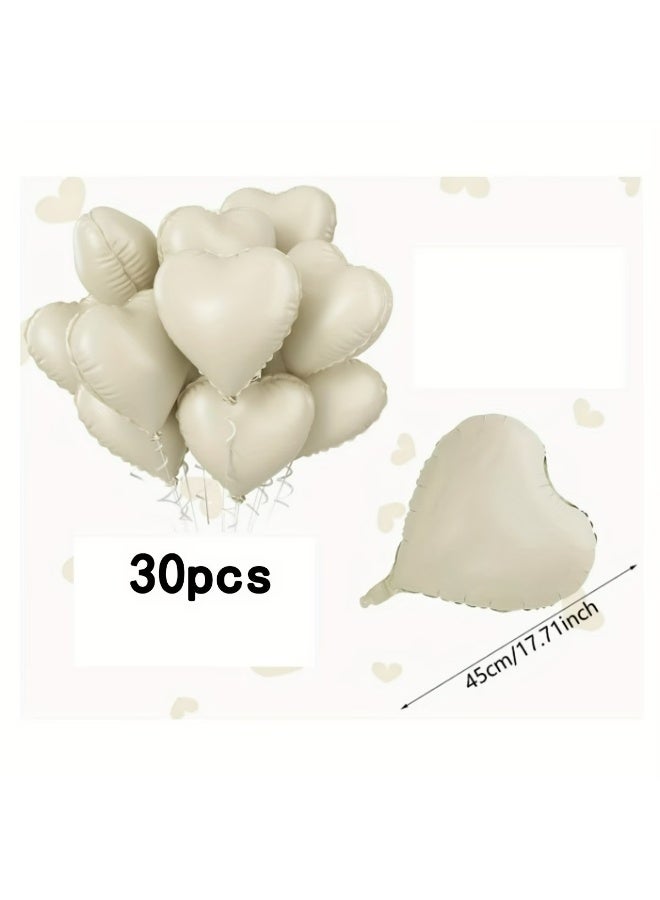 Kandid 10Pcs Valentine's 18-inch Heart-Shaped Aluminum Foil Balloons (Cream) - Image 4
